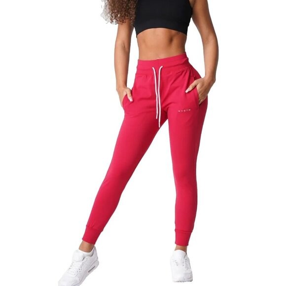 NVGTN Pants - NVGTN Joggers Sz M Ruby Red Women’s Drawstring Tapered High Rise Sporty Gym